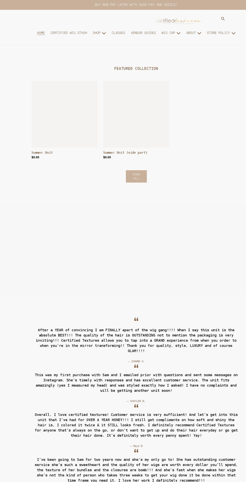 certifiedtextures.com shopify website screenshot