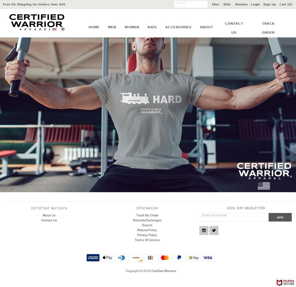 certifiedwarriors.com shopify website screenshot
