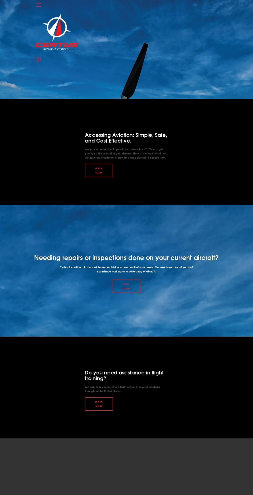 certusaircraft.com — Shopify storefront screenshot