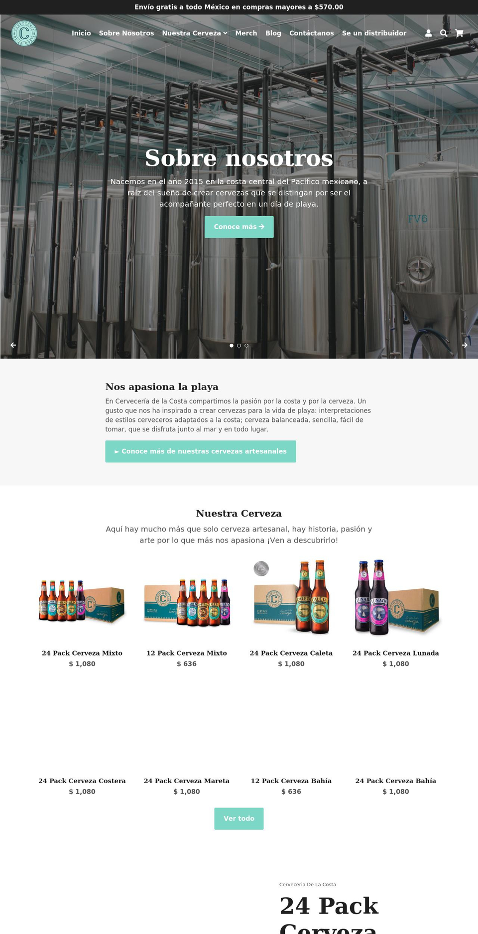 cerveceriadelacosta.com shopify website screenshot