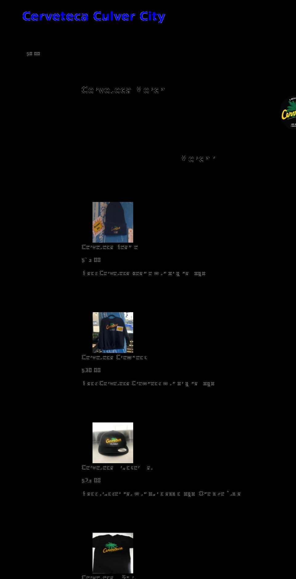cerveteca-culver-city.myshopify.com shopify website screenshot