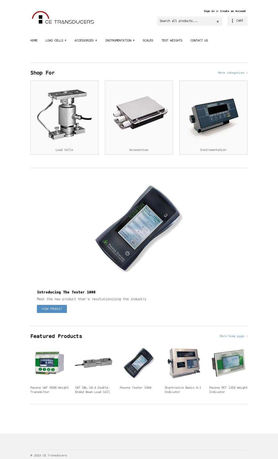 cetransducers.com shopify website screenshot