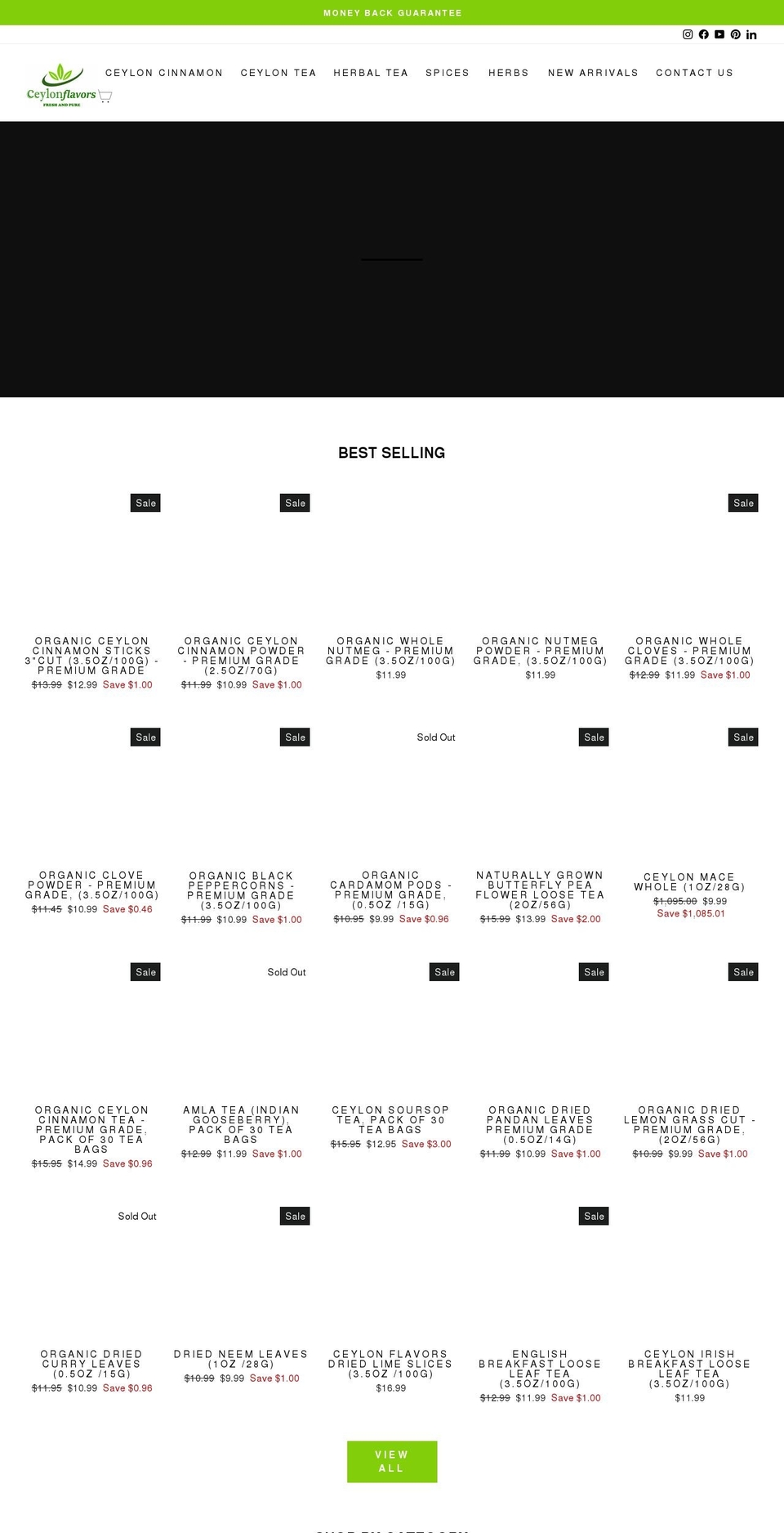 ceylon-flavors.com shopify website screenshot
