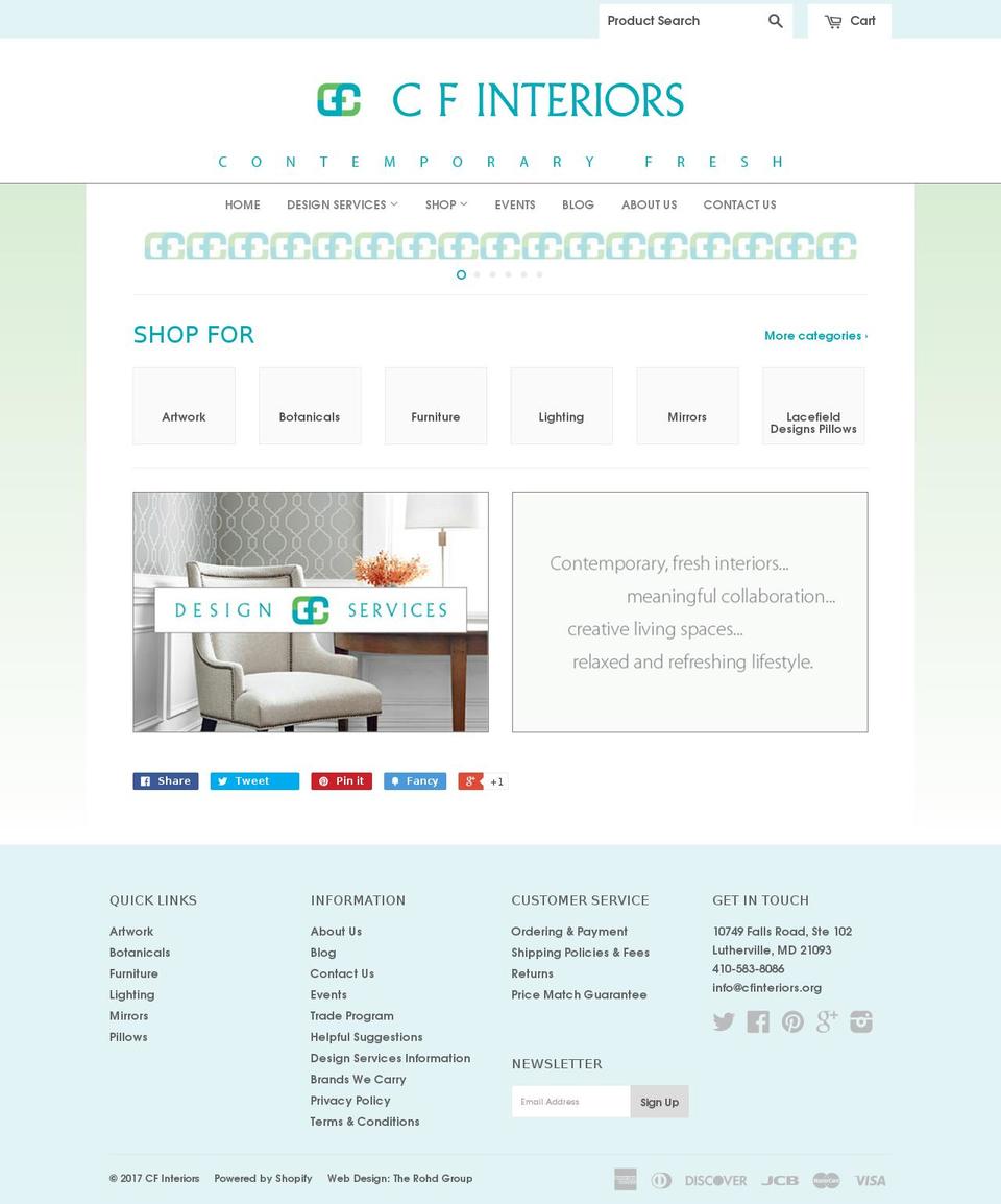 cfinteriors.org shopify website screenshot