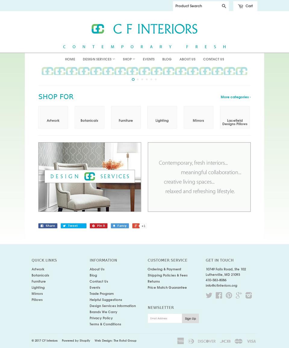 cfinteriorsonline.com shopify website screenshot
