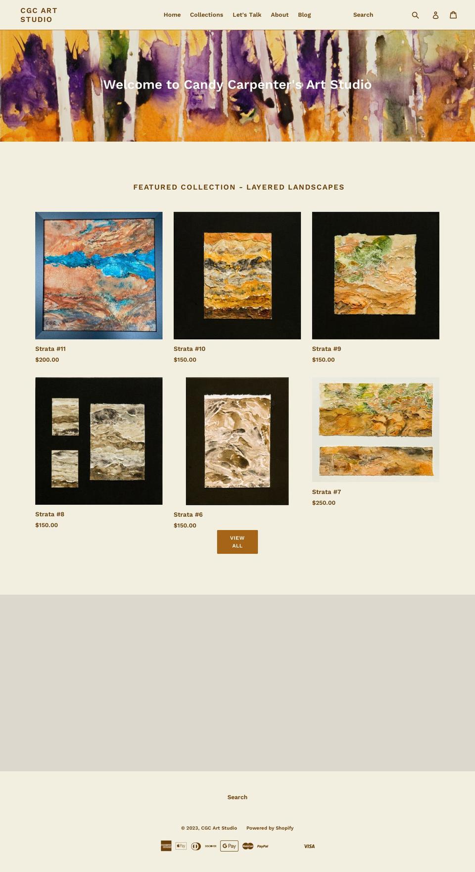 cgcartstudio.com shopify website screenshot