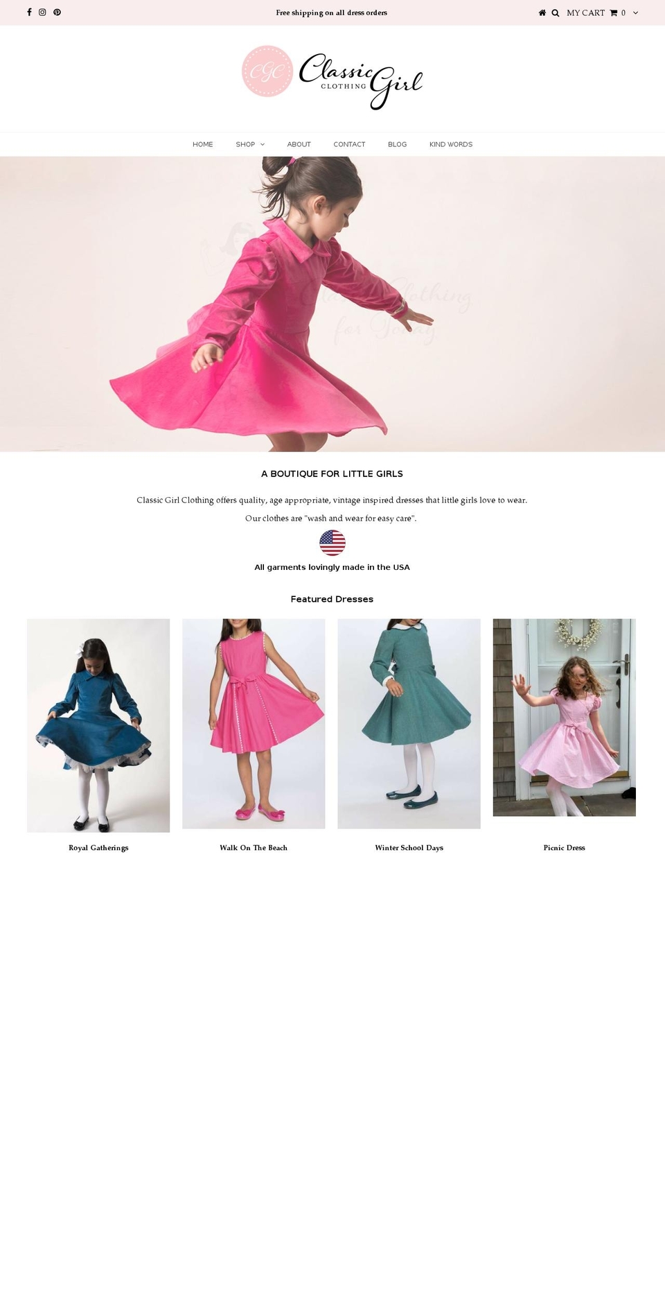 cgcclassicgirlclothing.com — Shopify storefront screenshot
