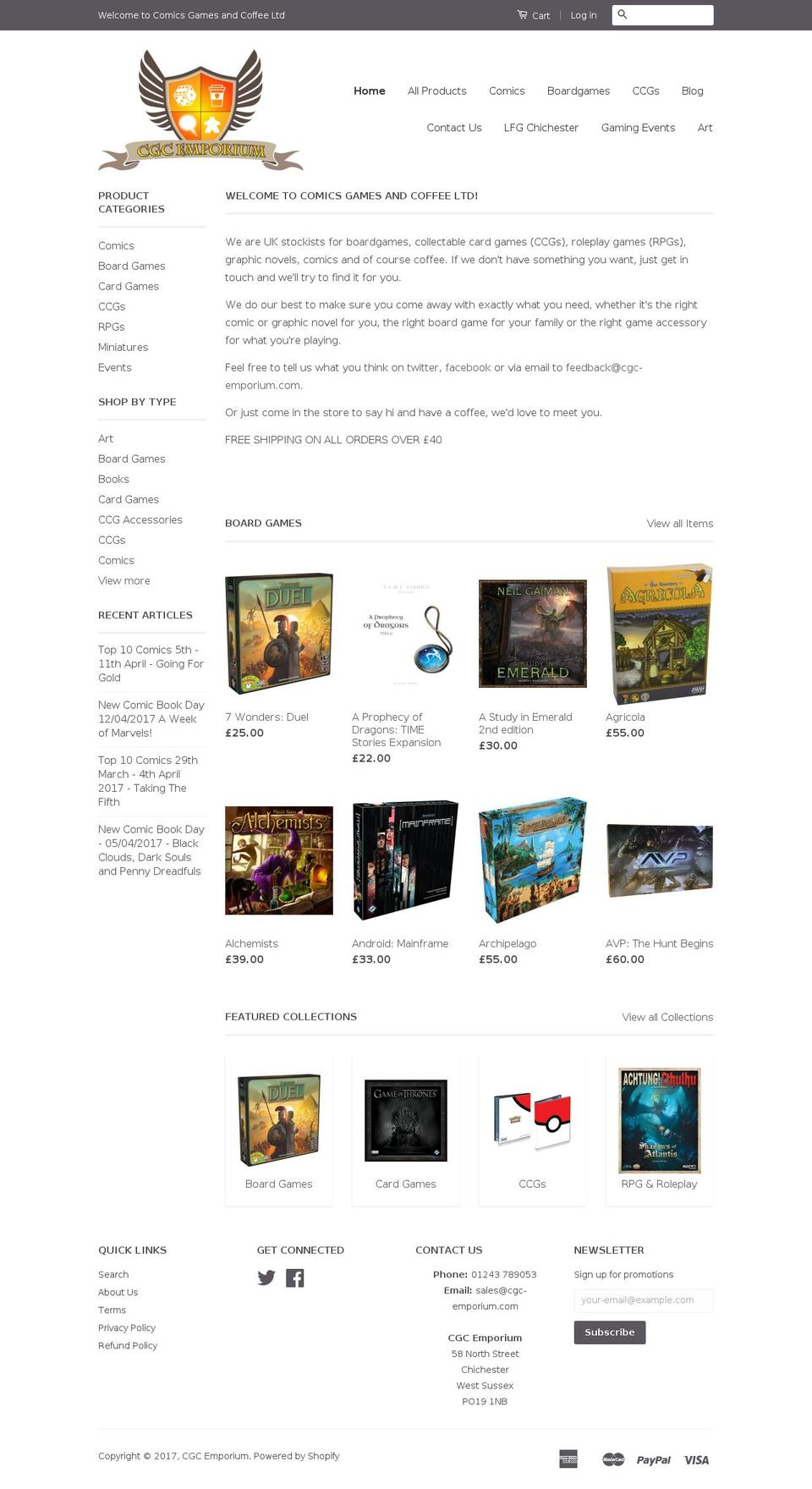 cgcemporium.com shopify website screenshot