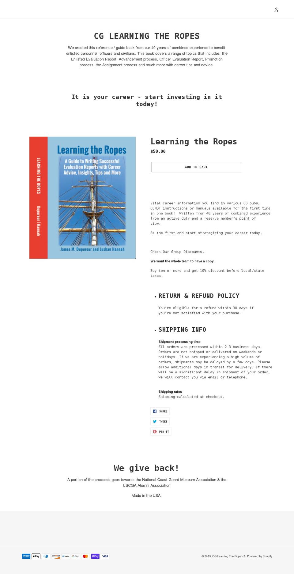 cglearningtheropesbook.com shopify website screenshot