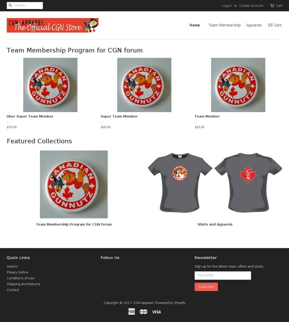 cgnapparel.com shopify website screenshot