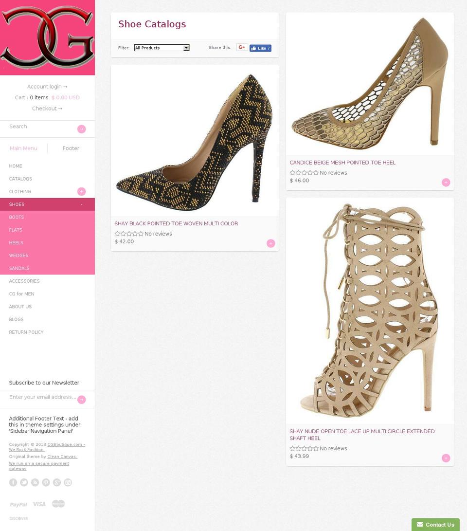 cgshoetique.com — Shopify storefront screenshot