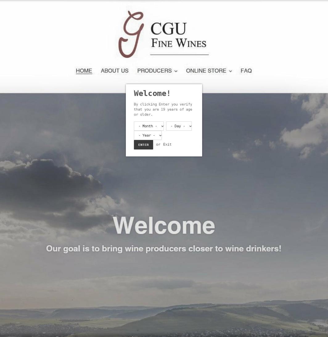 cgufinewines.com shopify website screenshot