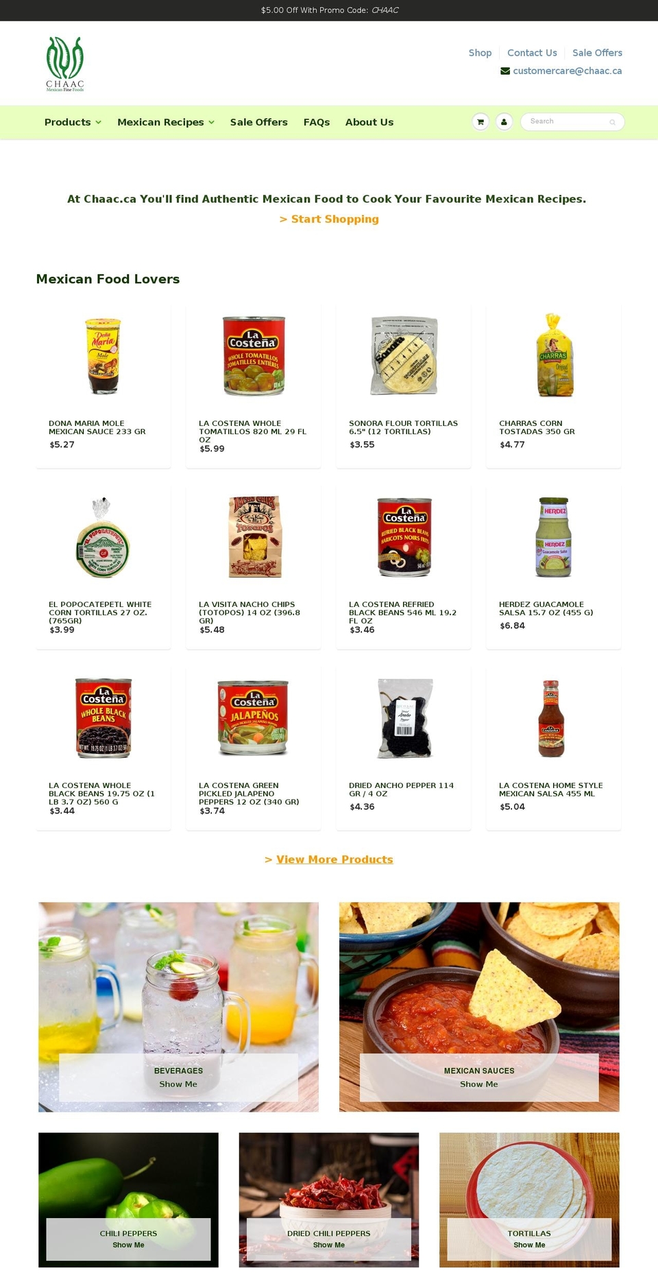 chaac.ca shopify website screenshot