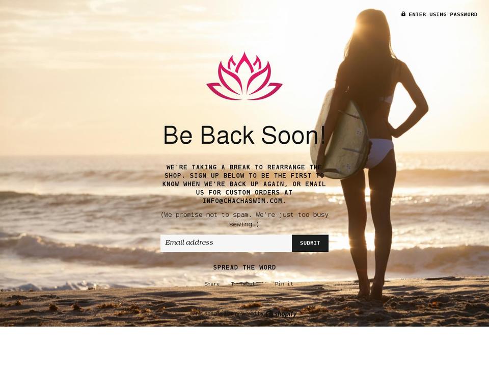 chachaswim.com shopify website screenshot