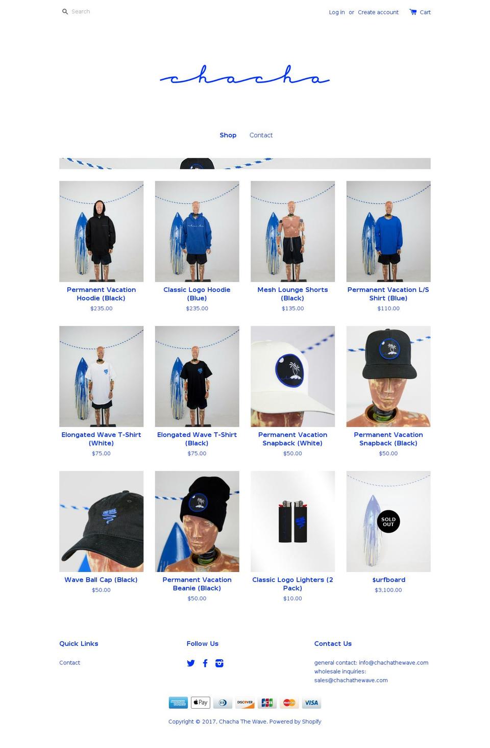 chachathewave.com shopify website screenshot