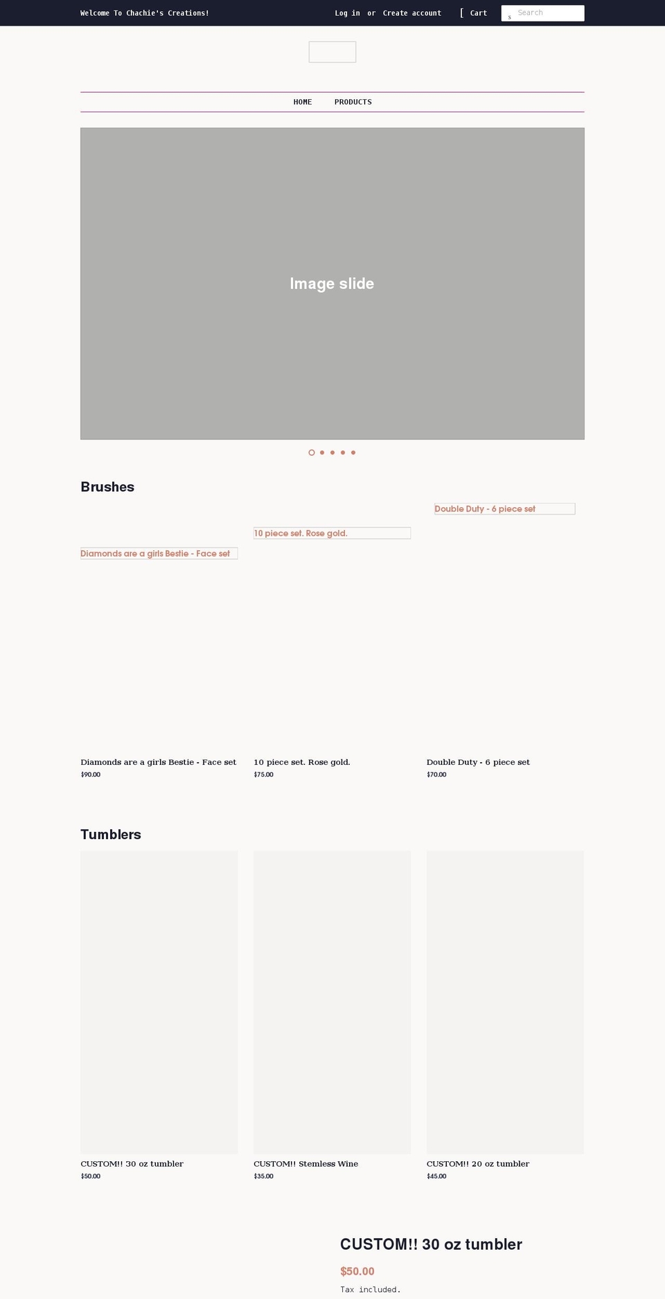 chachiescreations.com shopify website screenshot