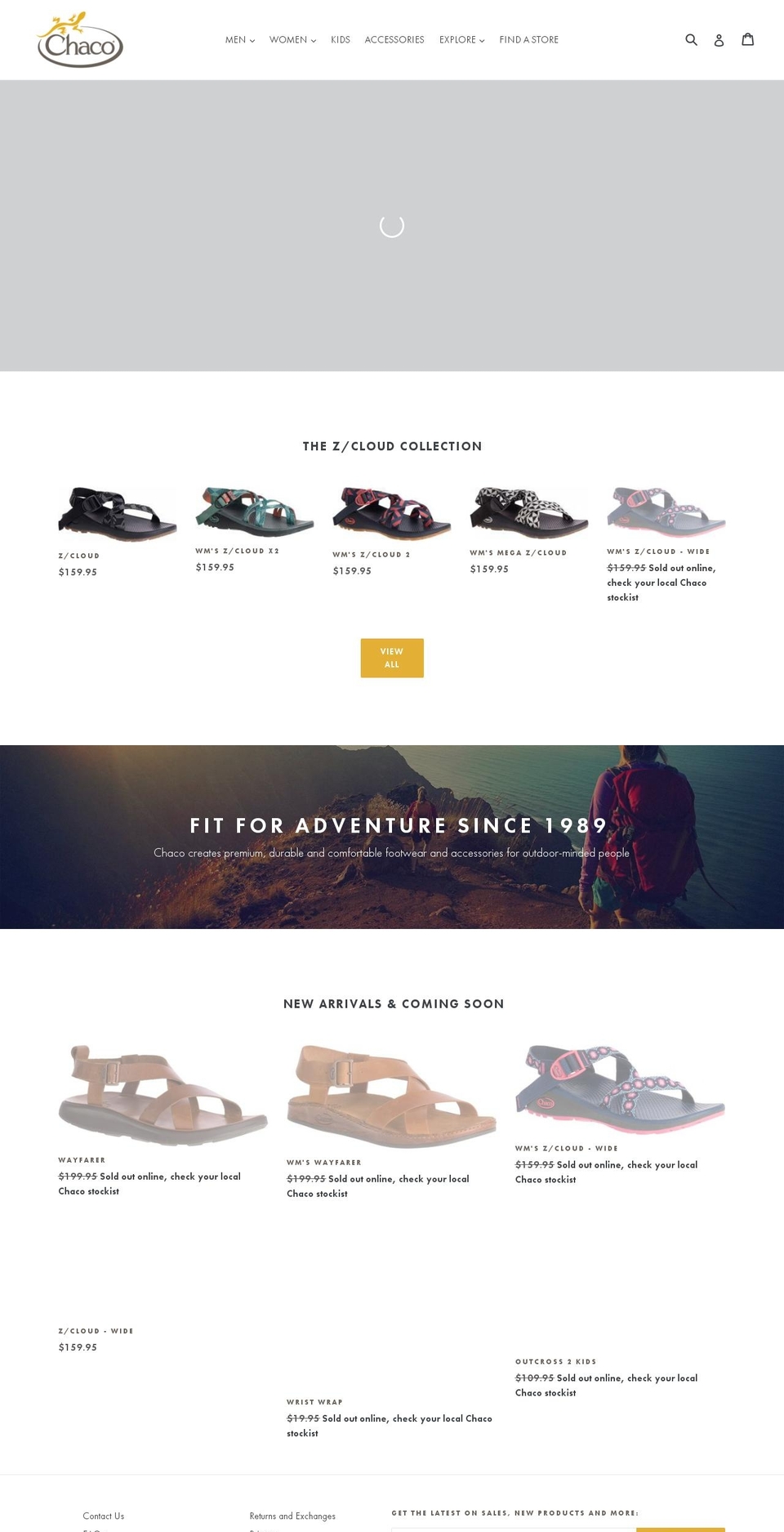 chacos.co.nz shopify website screenshot