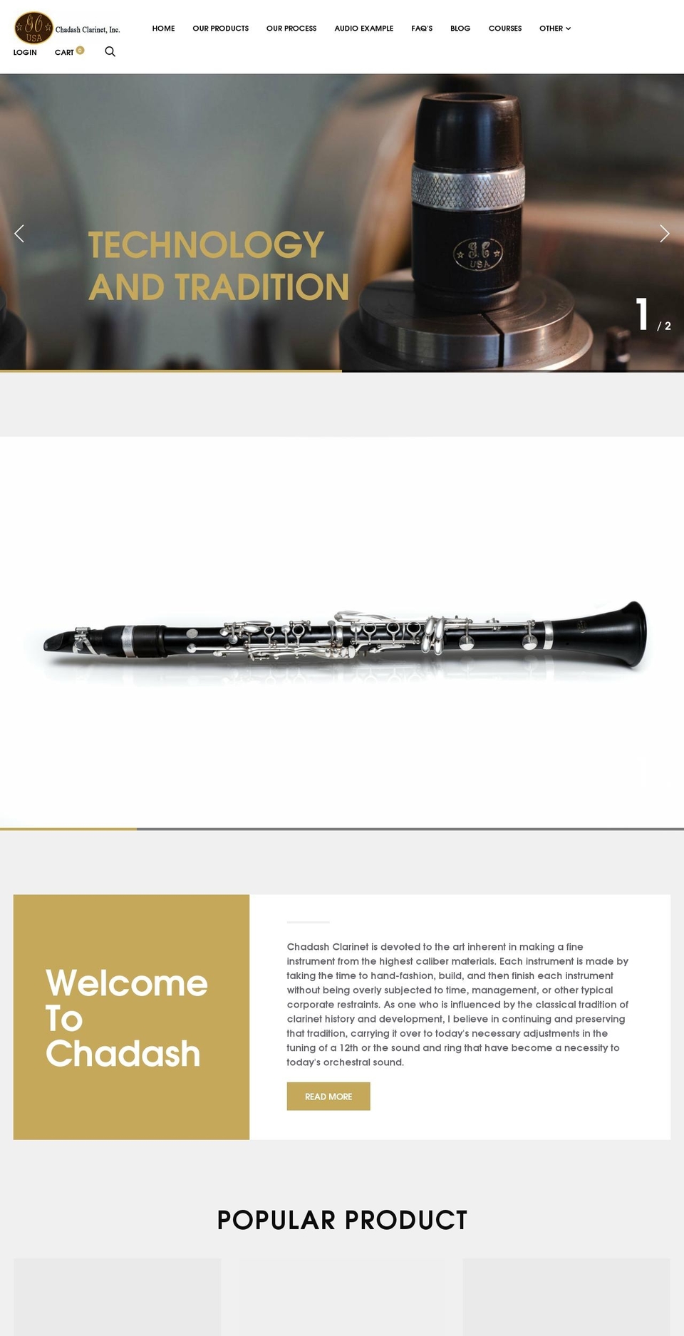 chadashclarinet.com shopify website screenshot