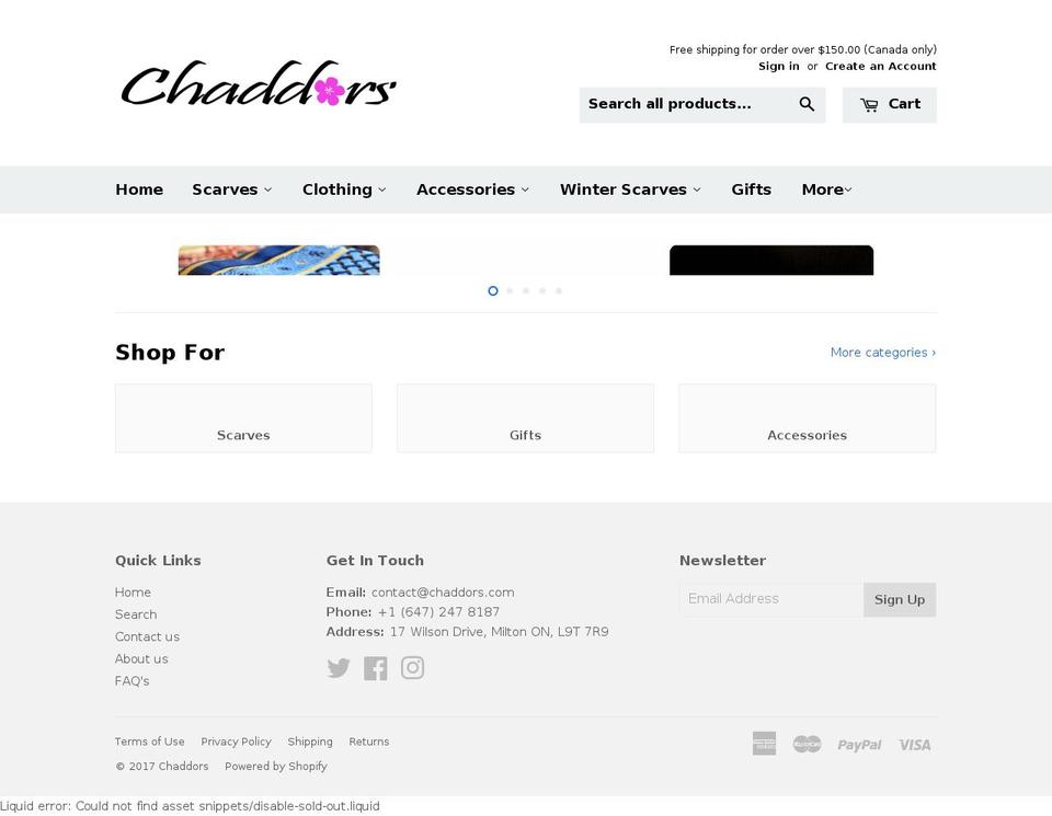 chaddors.com shopify website screenshot