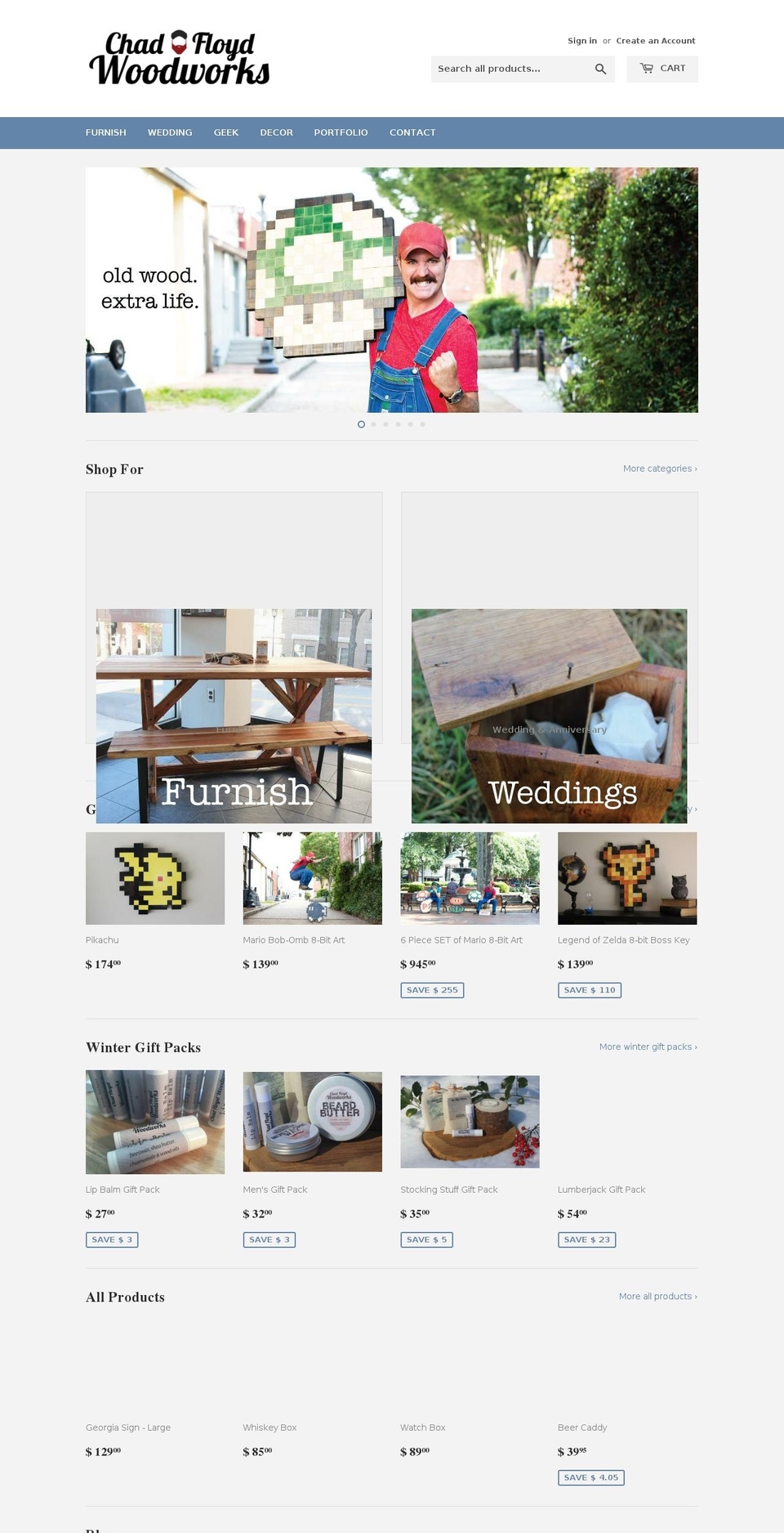 chadfloydwoodwork.com — Shopify storefront screenshot