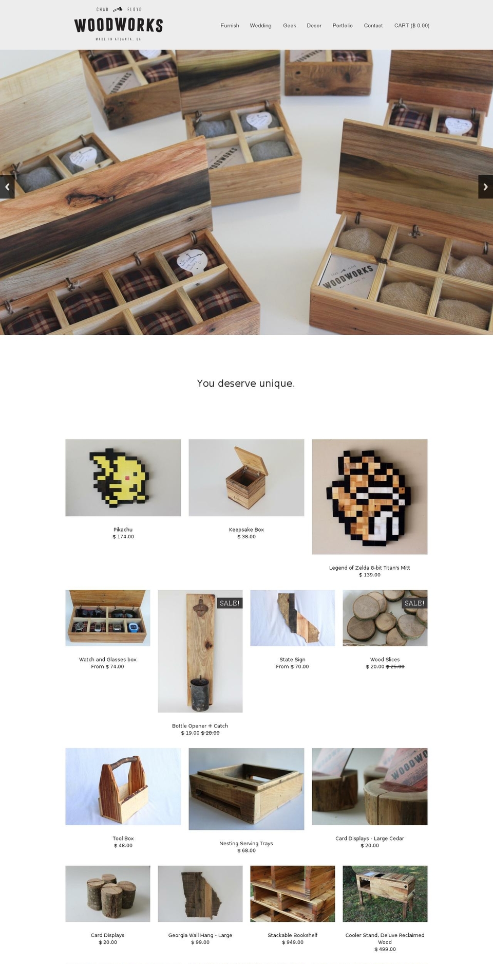 chadfloydwoodworks.com shopify website screenshot