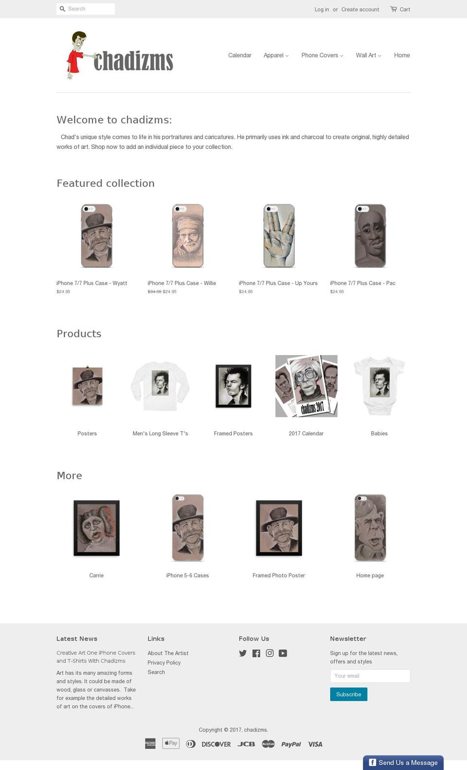 chadizms.com shopify website screenshot