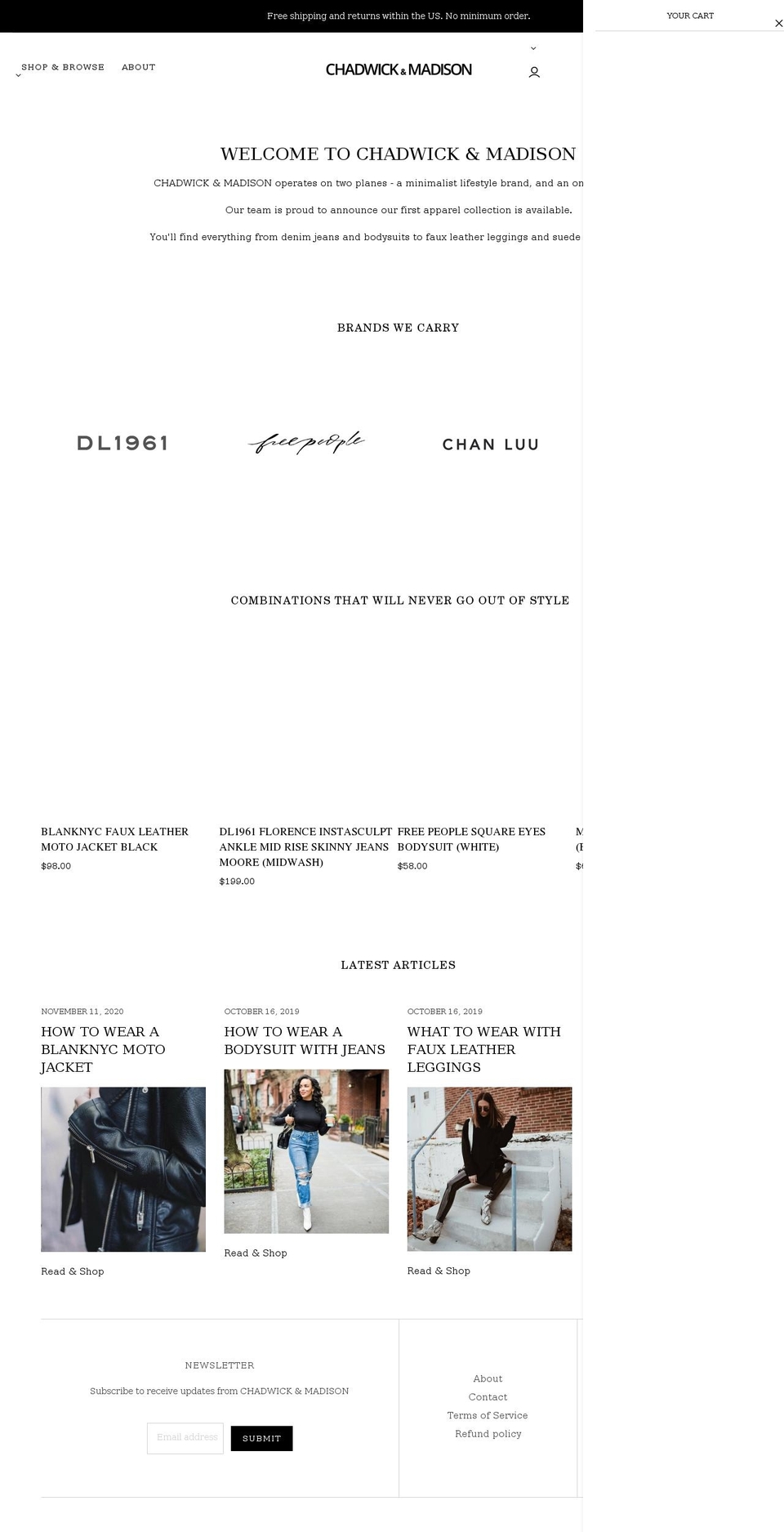chadwickandmadison.com shopify website screenshot