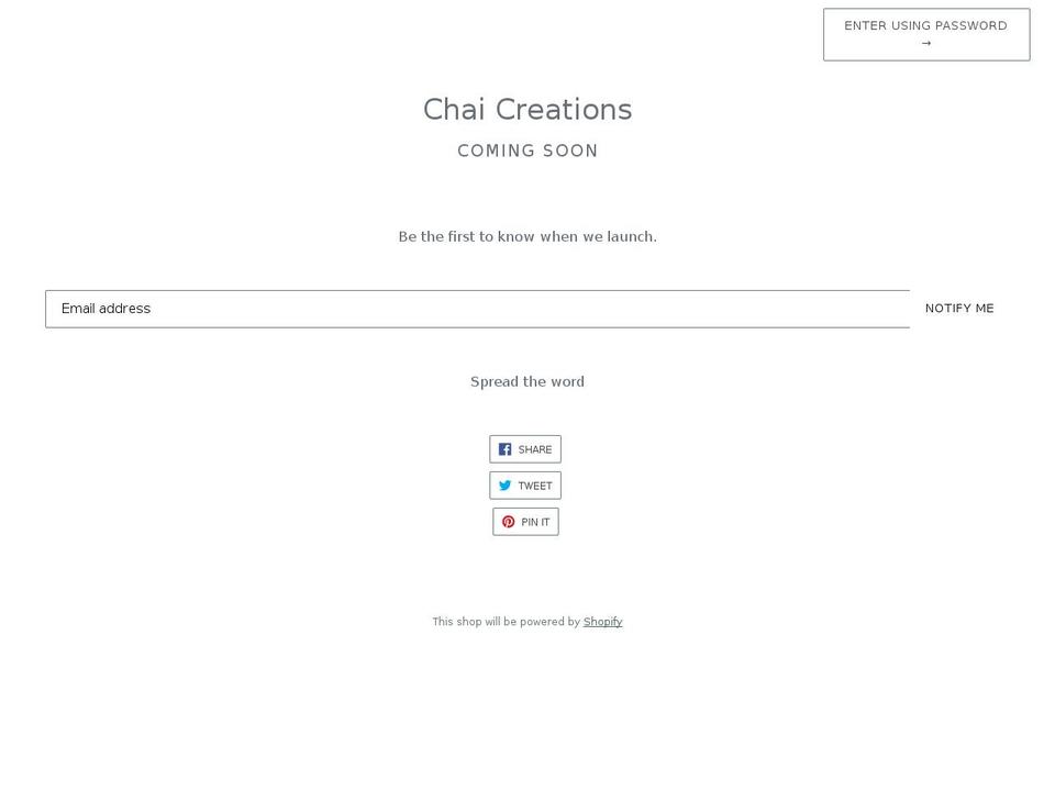 chaicreations.com shopify website screenshot