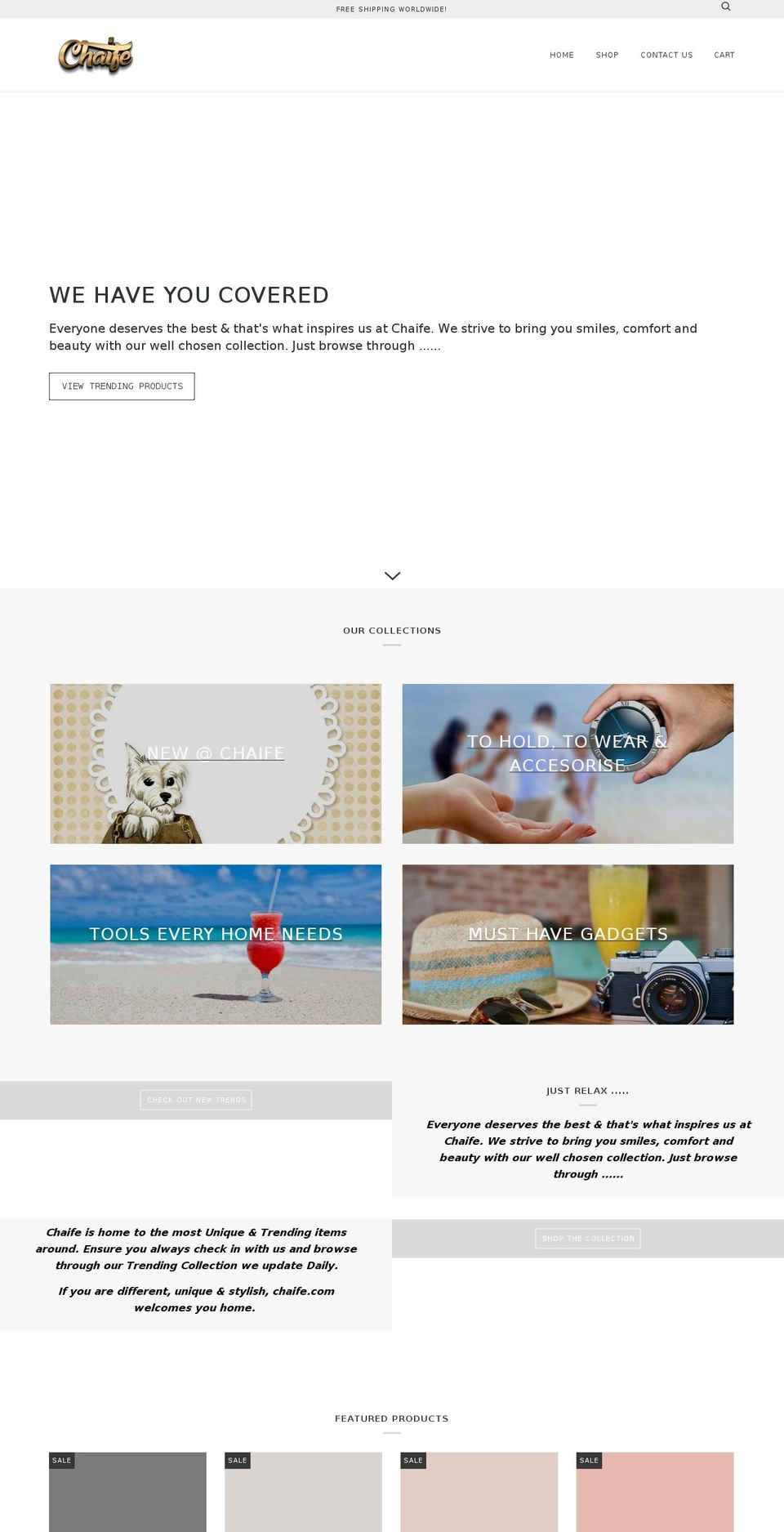 chaife.com shopify website screenshot