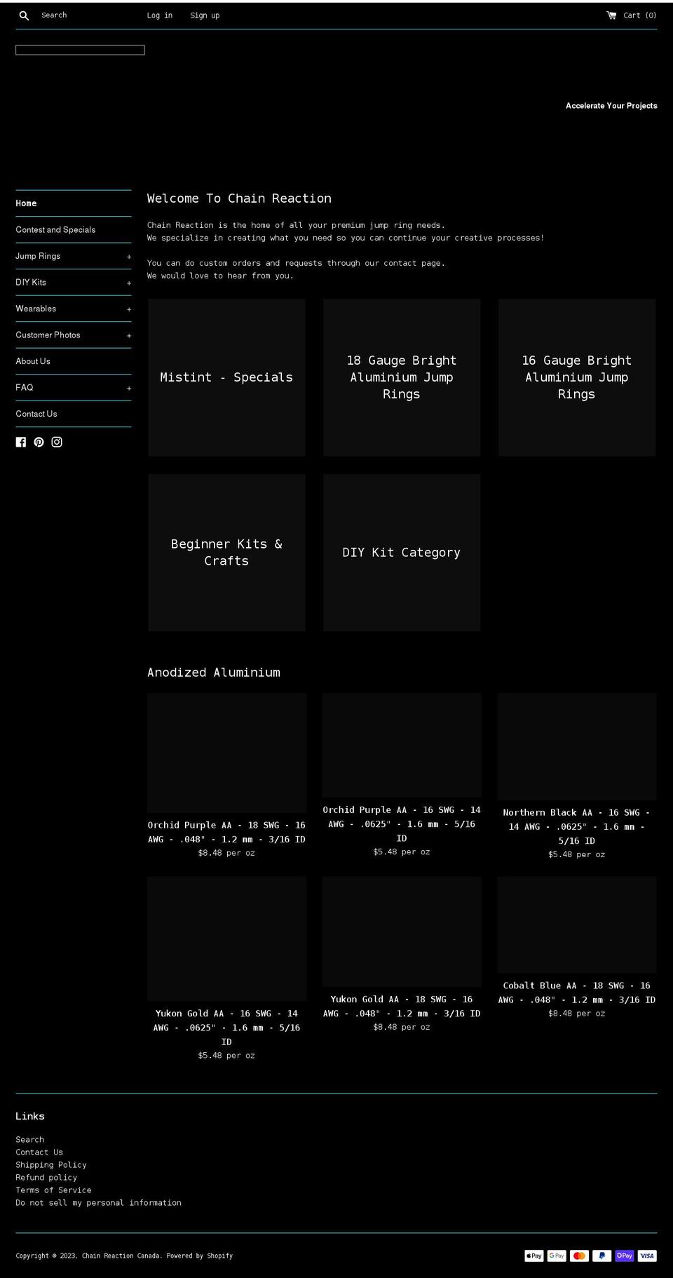chain-reaction.ca shopify website screenshot
