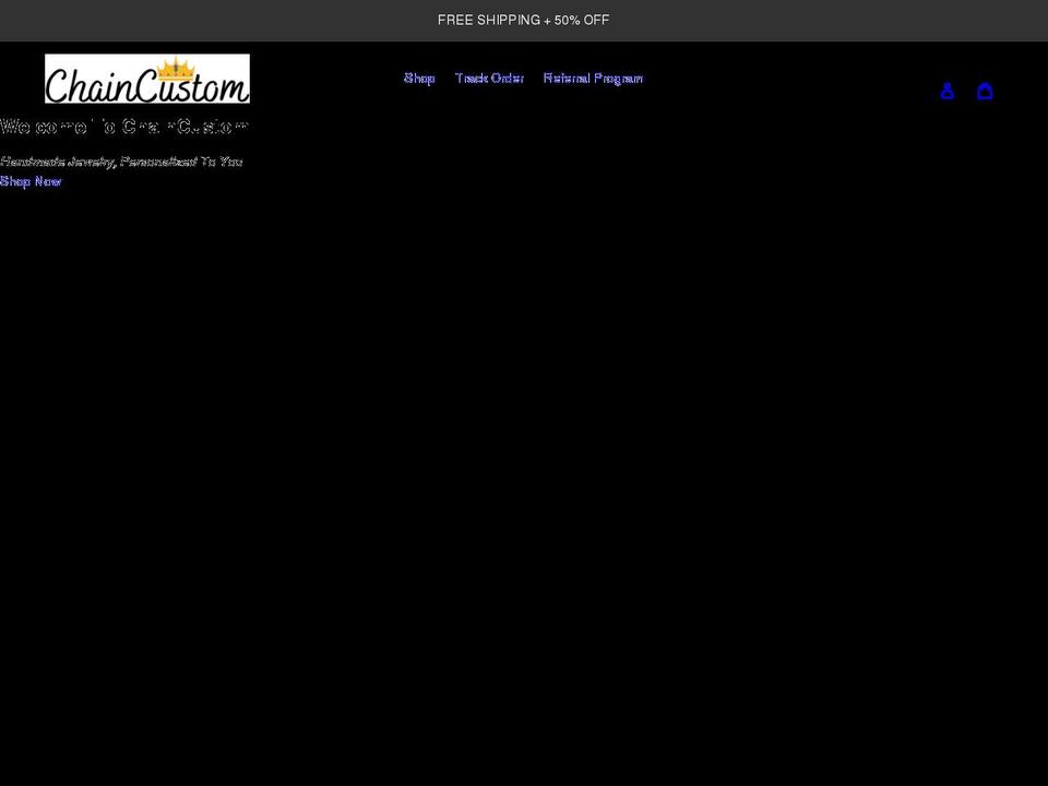 chaincustom.co shopify website screenshot