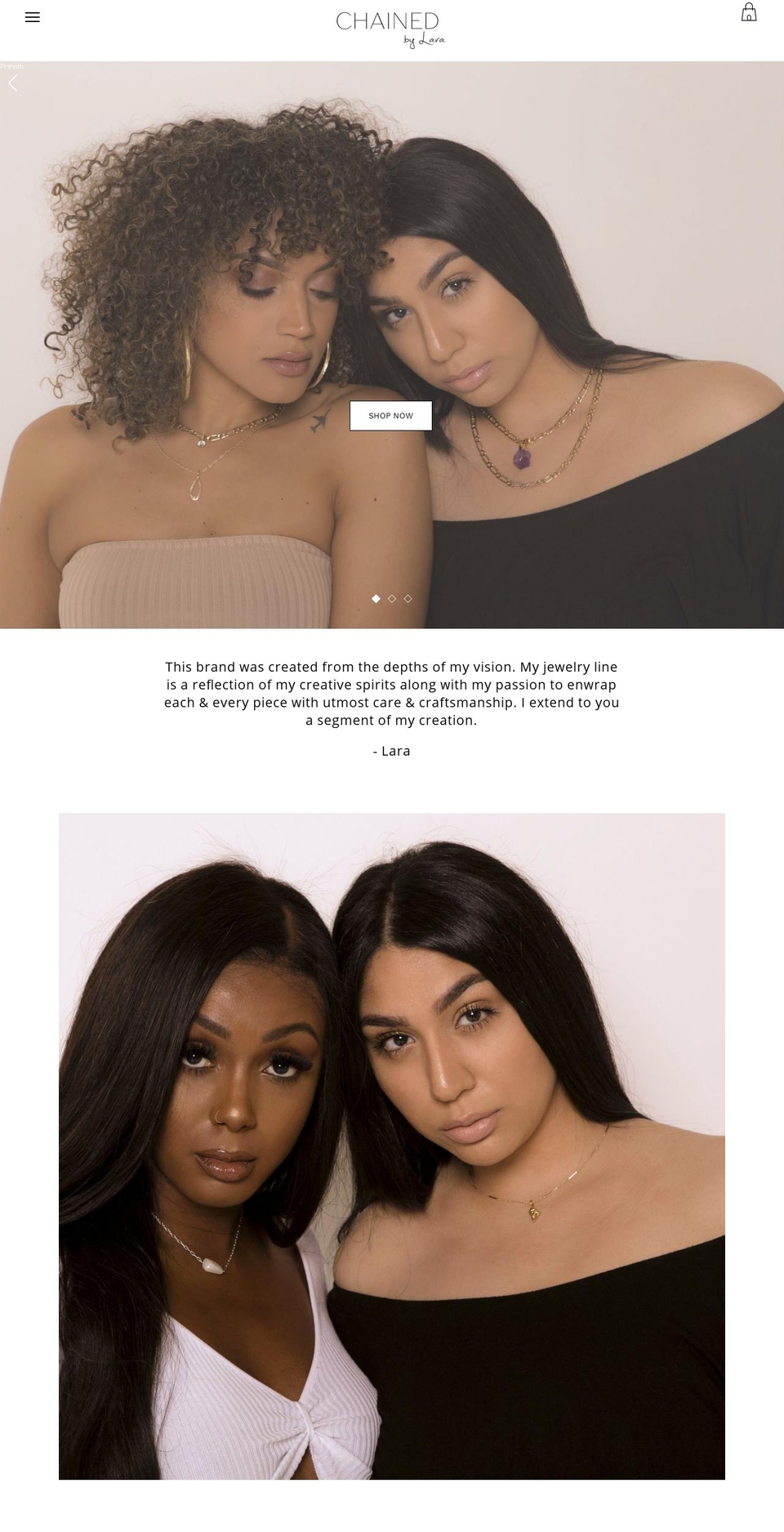 chainedbylara.com — Shopify storefront screenshot