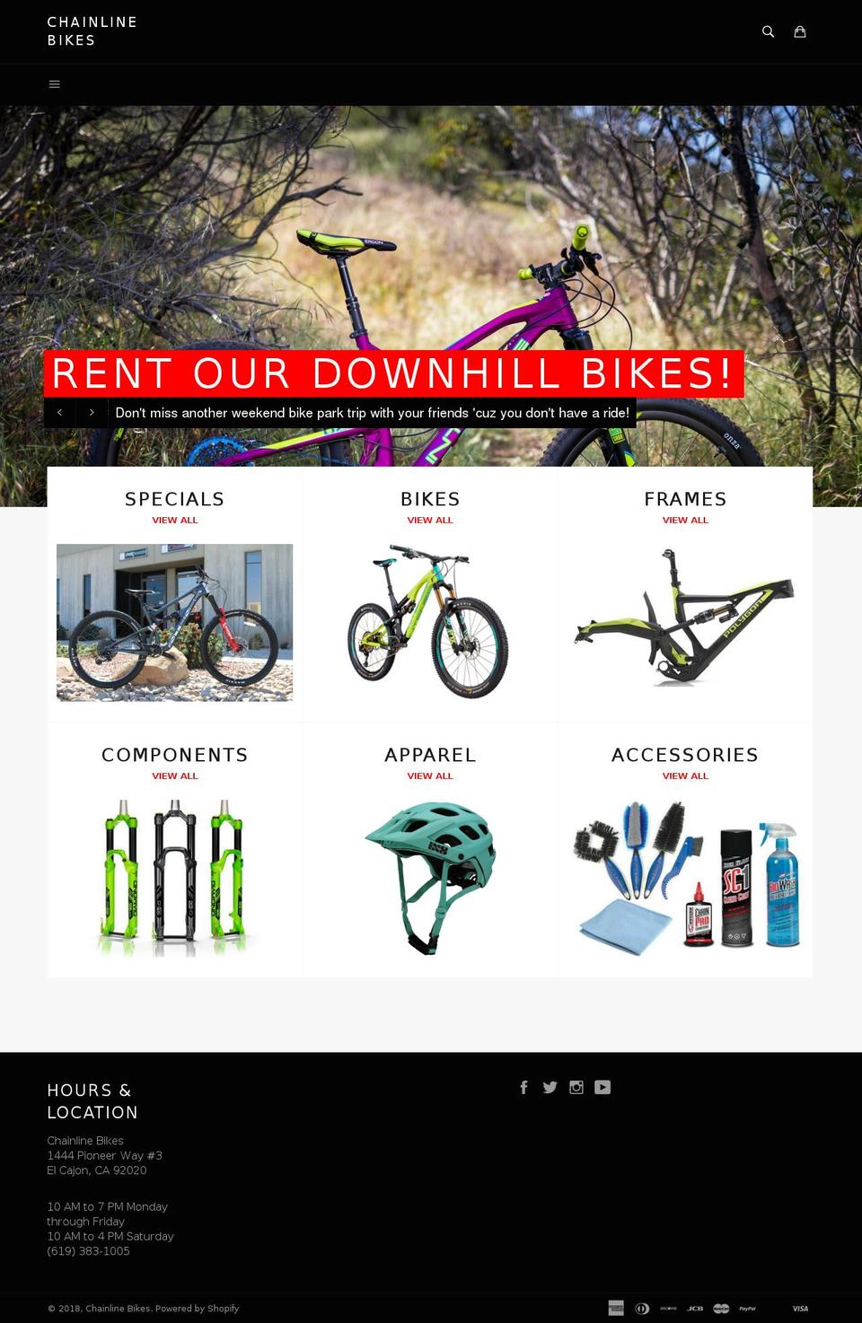 chainlinebikes.com — Shopify storefront screenshot