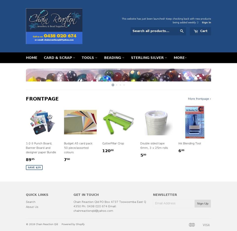 chainreactionqld.com — Shopify storefront screenshot