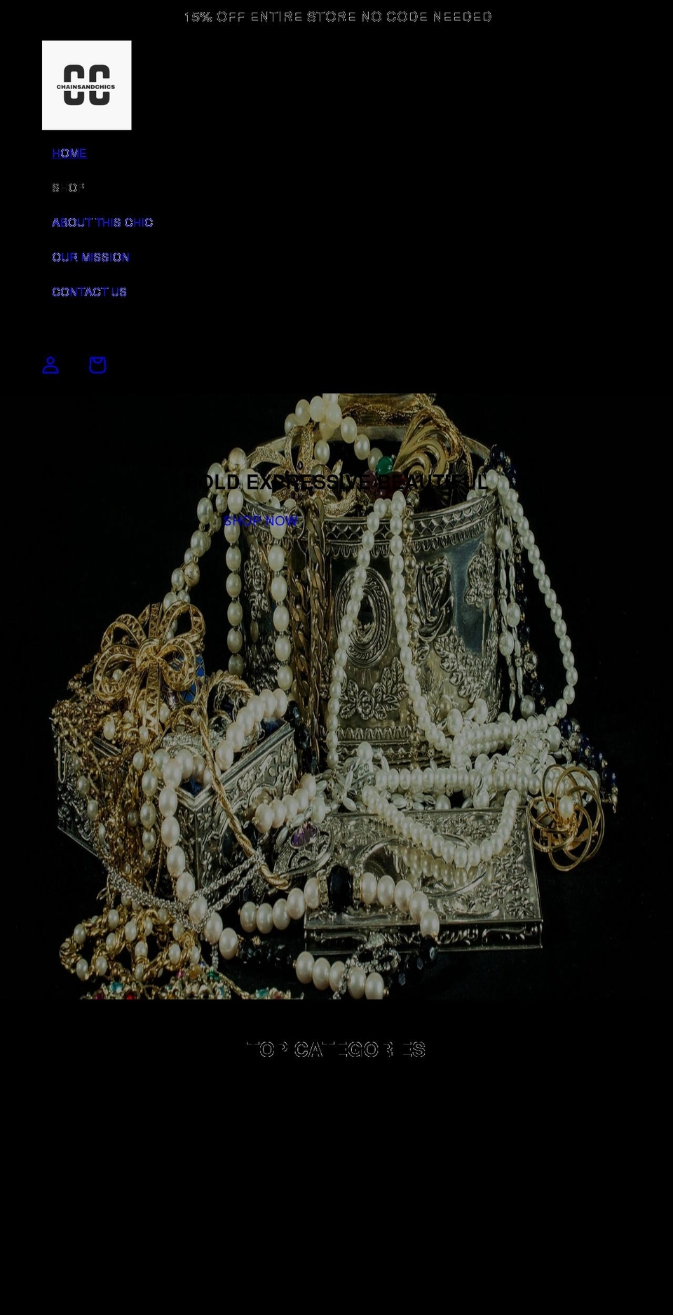 chainsandchics.com shopify website screenshot