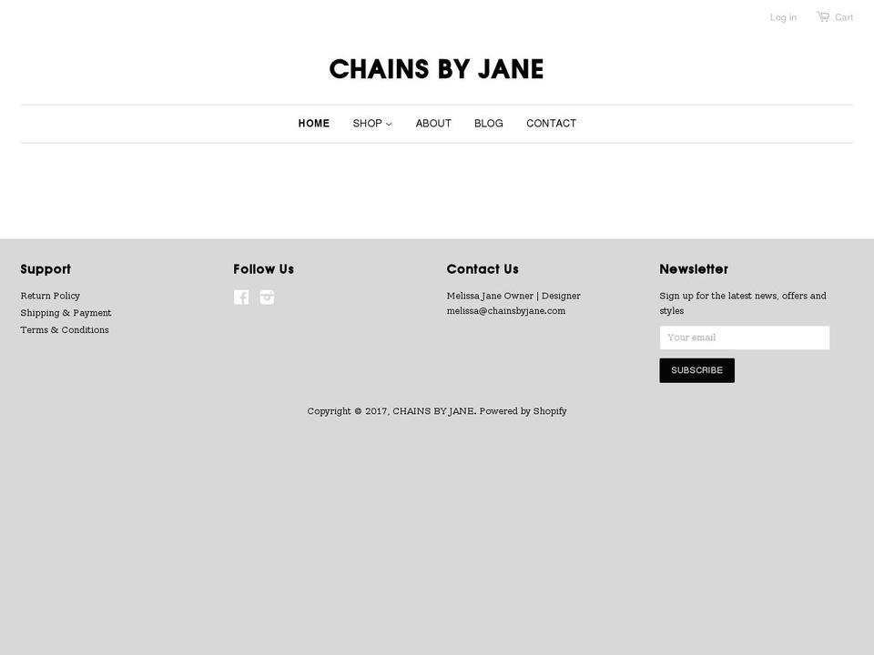 chainsbyjane.com shopify website screenshot