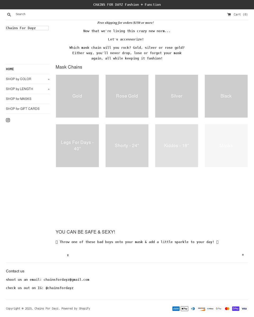 chainsfordayz.com shopify website screenshot