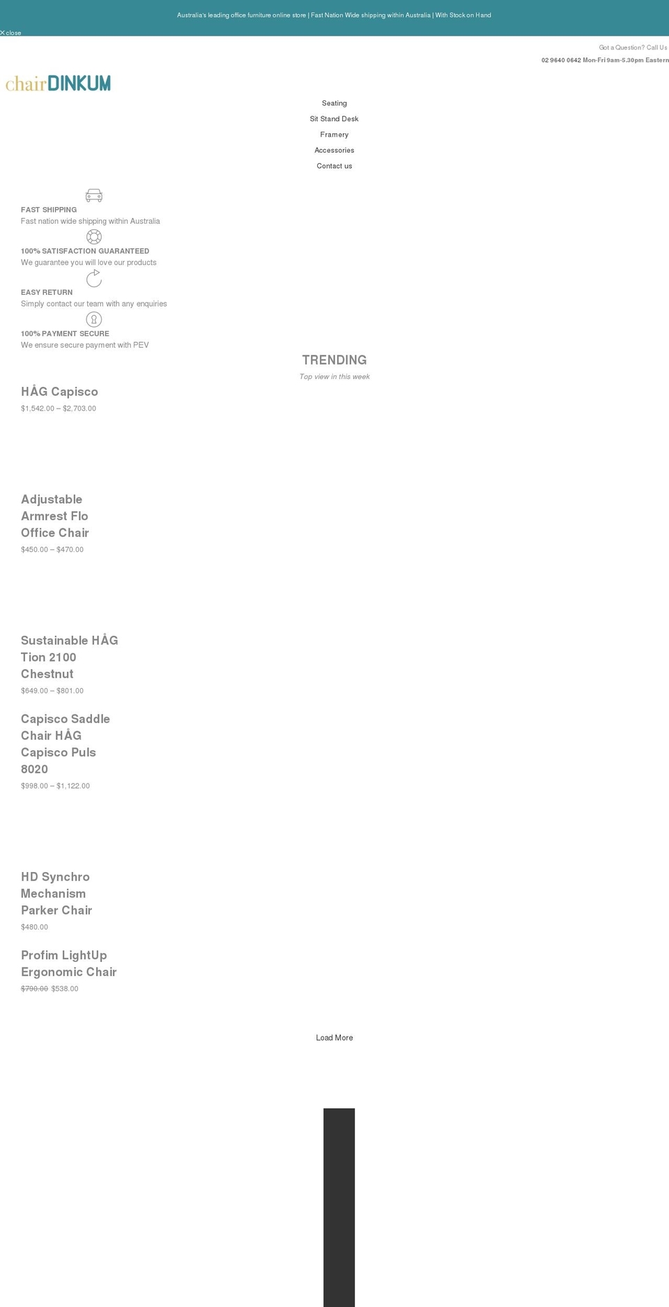 chairdinkum.com.au shopify website screenshot