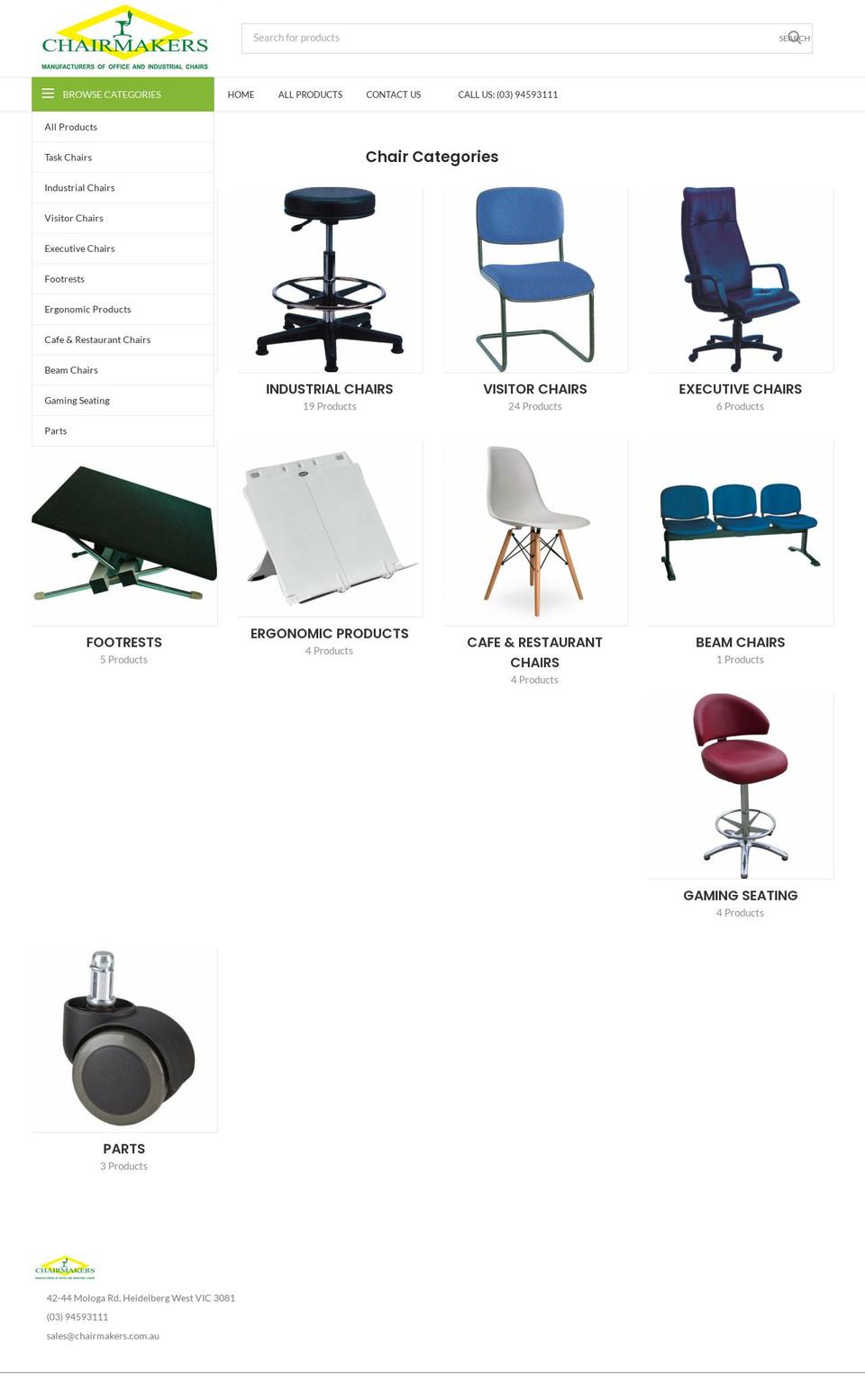 Woodmart Shopify theme site example chairmakers.com.au
