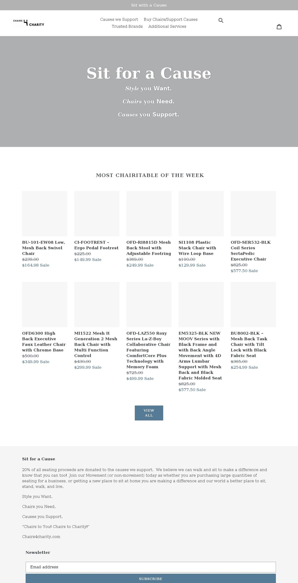 chairs4charity.com shopify website screenshot