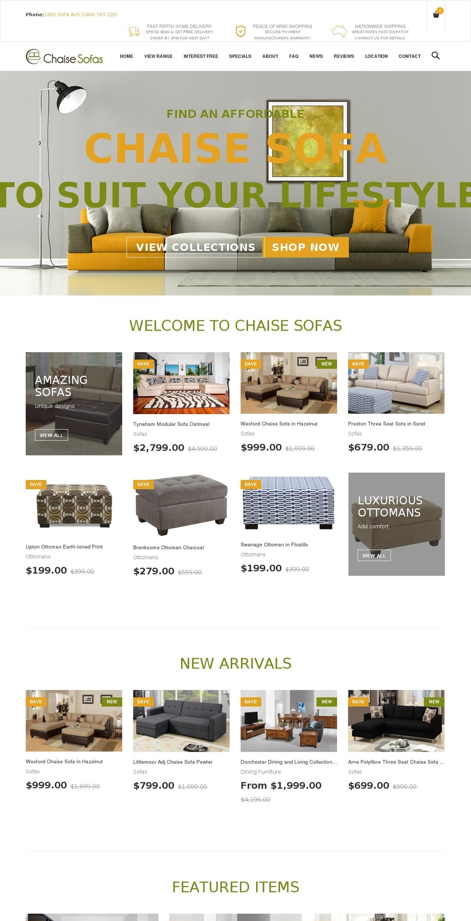 chaisesofas.com.au shopify website screenshot