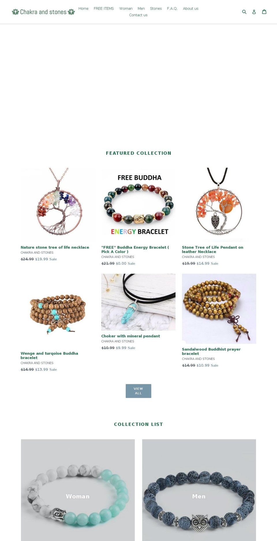 chakraandstones.com — Shopify storefront screenshot