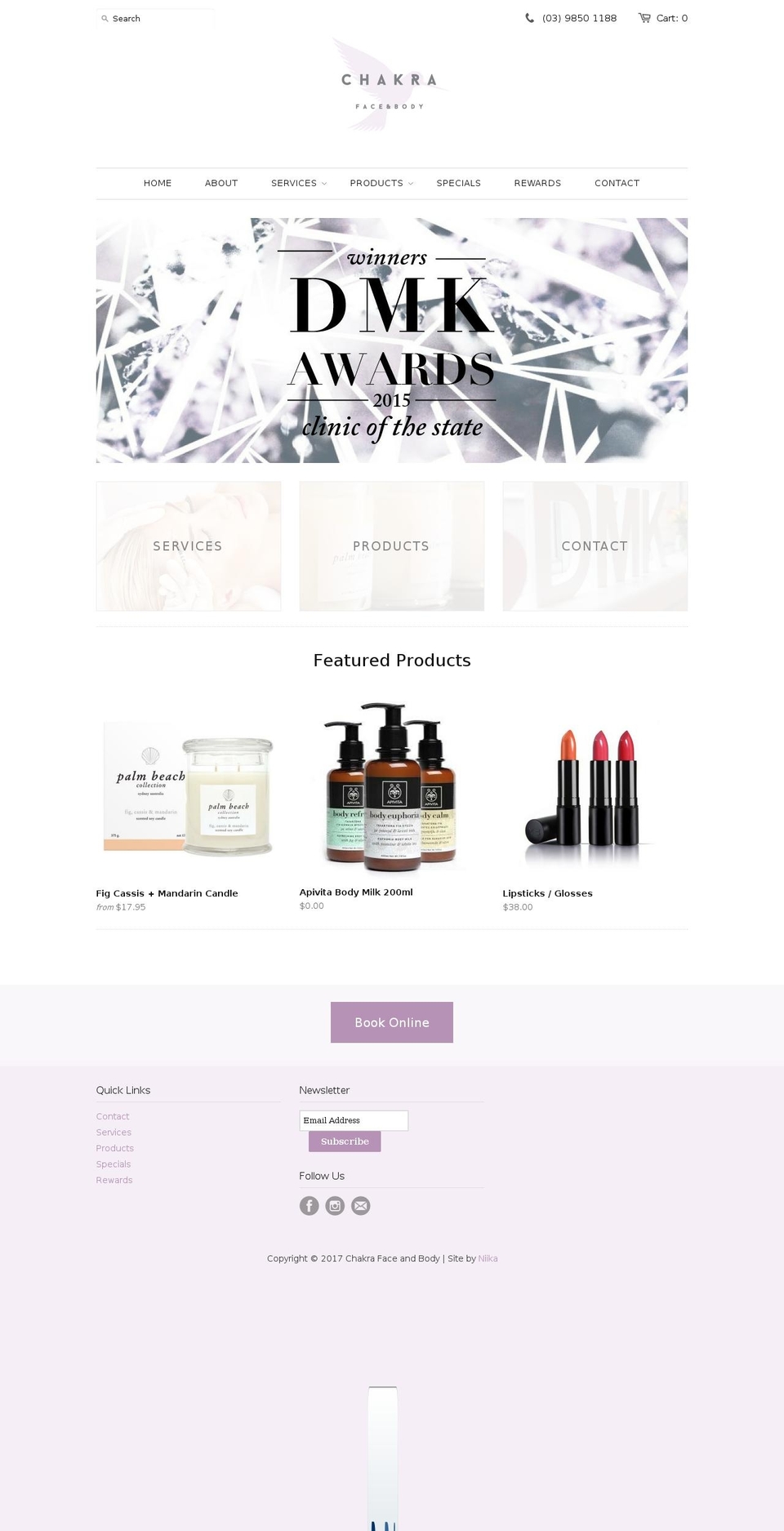 chakrafaceandbody.com.au shopify website screenshot