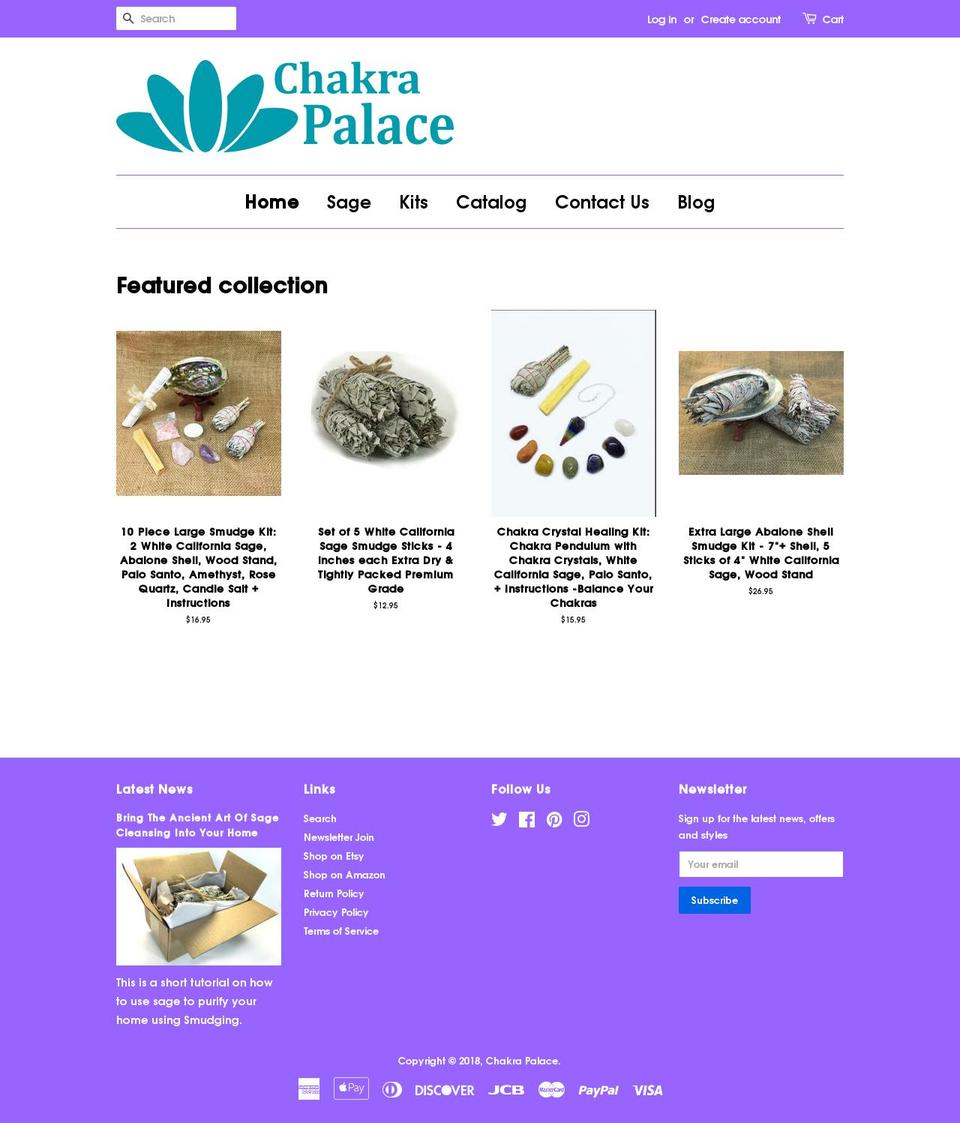 chakrapalace.com shopify website screenshot