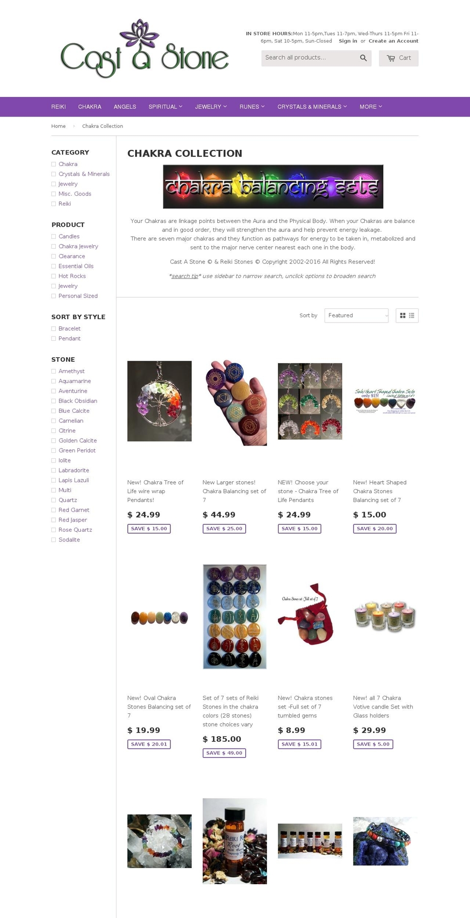 chakrasymbolstones.com shopify website screenshot