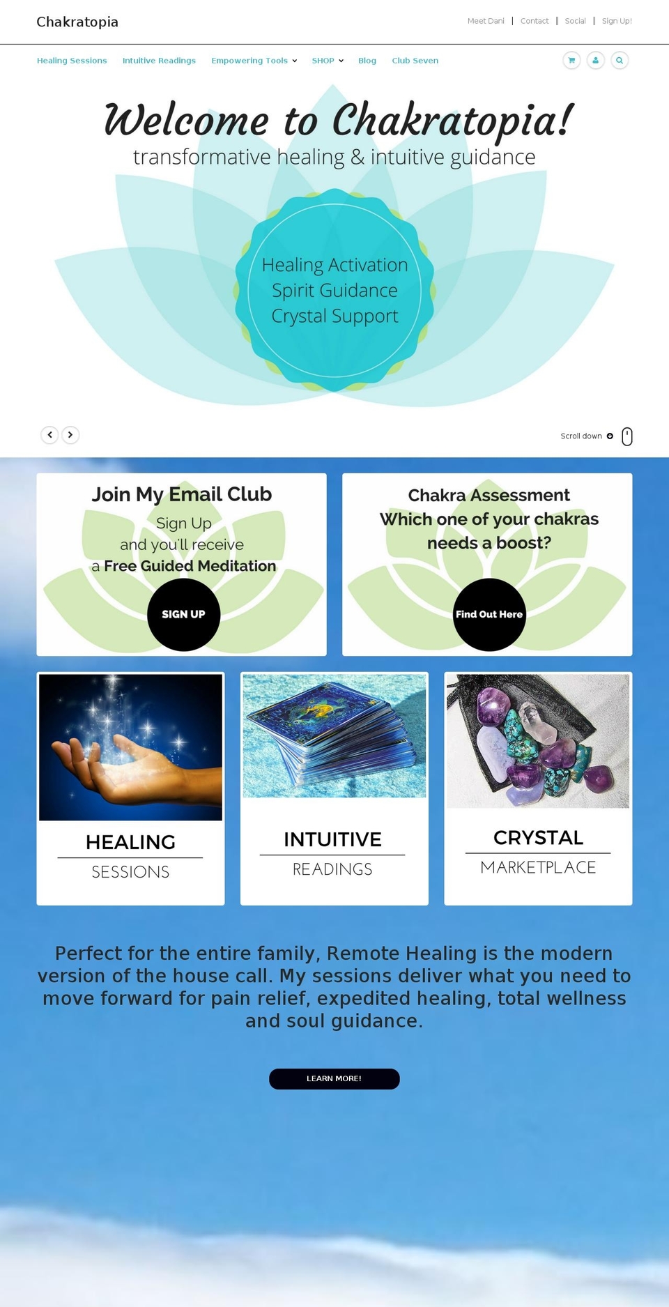 chakratopia.com shopify website screenshot