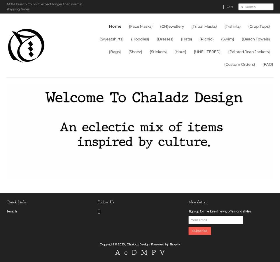 chaladz-design.myshopify.com shopify website screenshot
