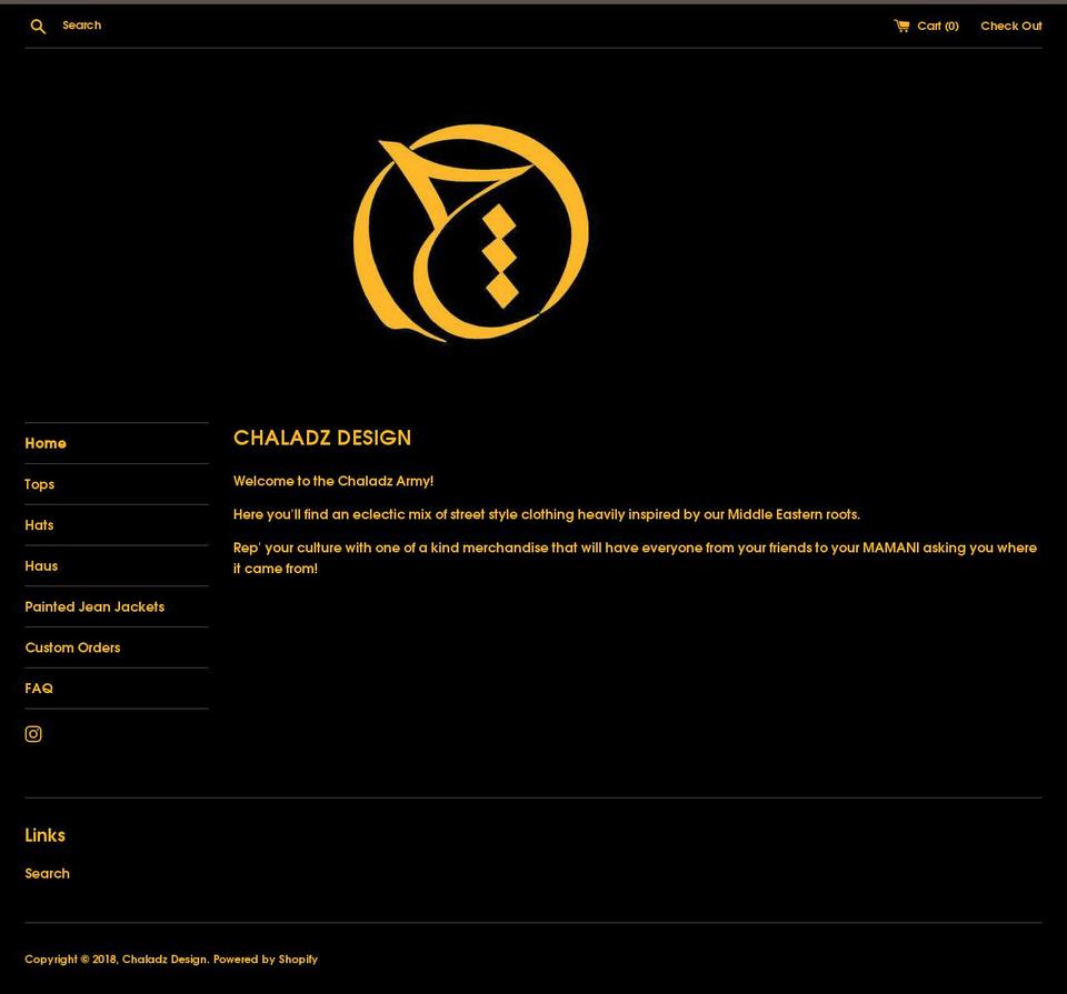chaladzdesign.com — Shopify storefront screenshot
