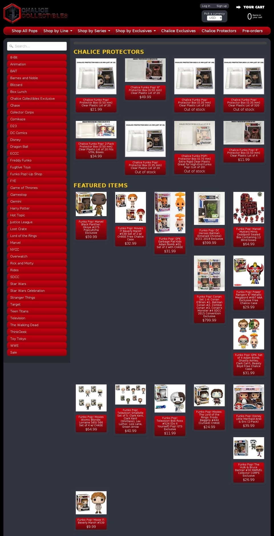 chalicecollectibles.com shopify website screenshot