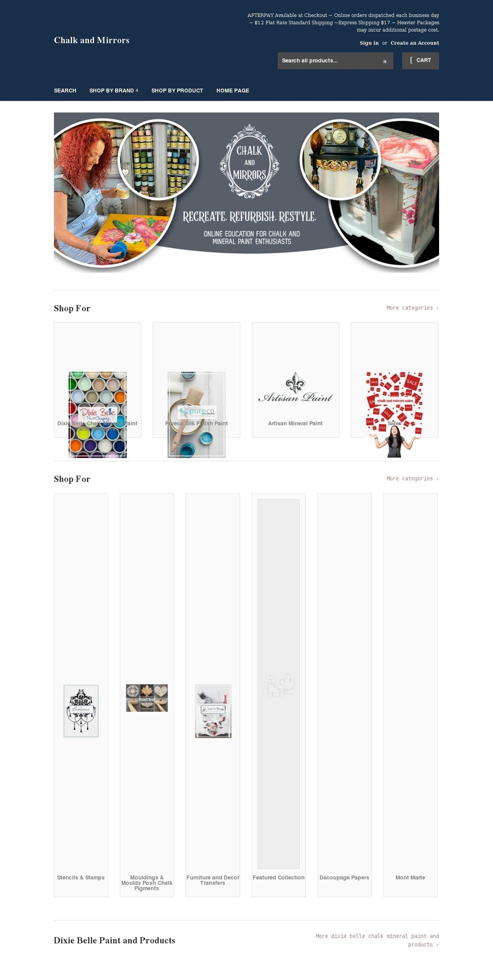 chalkandmirrors.com.au shopify website screenshot